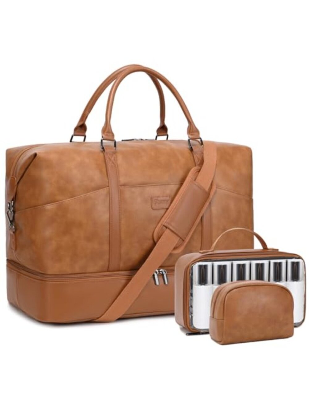 Faux Leather Canvas Weekender Travel Duffel Bag Carry On
